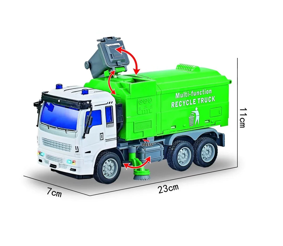 Camion de Gunoi cu Telecomandă, Verde, 23 cm