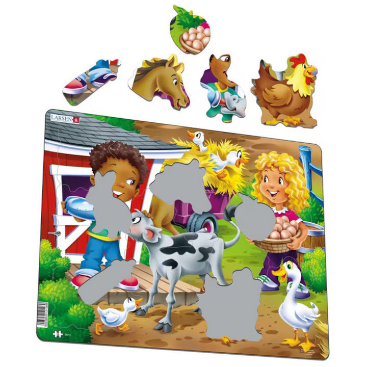 Puzzle Larsen - Farm Kids with Calf, 18 piese (50878)