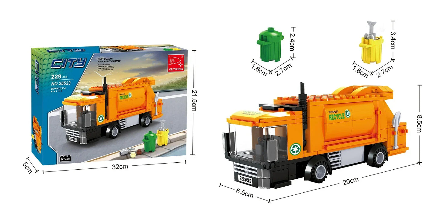 Set de Construit Camion de Gunoi, 229 Piese din Plastic