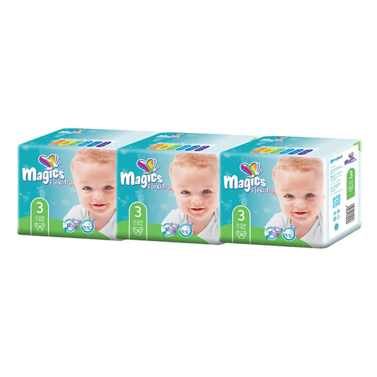 Set Scutece Magics Flexidry Mărime 3 Midi, 6-10 kg, 3x36 bucăți